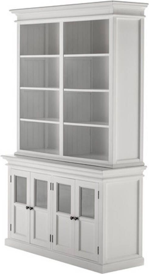 Nova Solo Halifax vitrinekast boekenkast 8 planken 4 deuren wit
