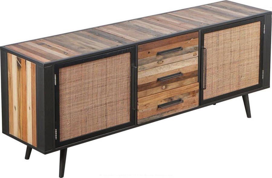 Nova Solo Nordic Rattan dressoir met 3 deuren en 3 laden naturel.