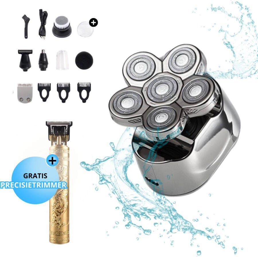 Novani 6D Shaver 7 in 1 Scheer apparaat Skull Shaver Trimmer Tondeuse Nat & Droog Shaver Gezicht & Shaver Neus en baardtrimmer