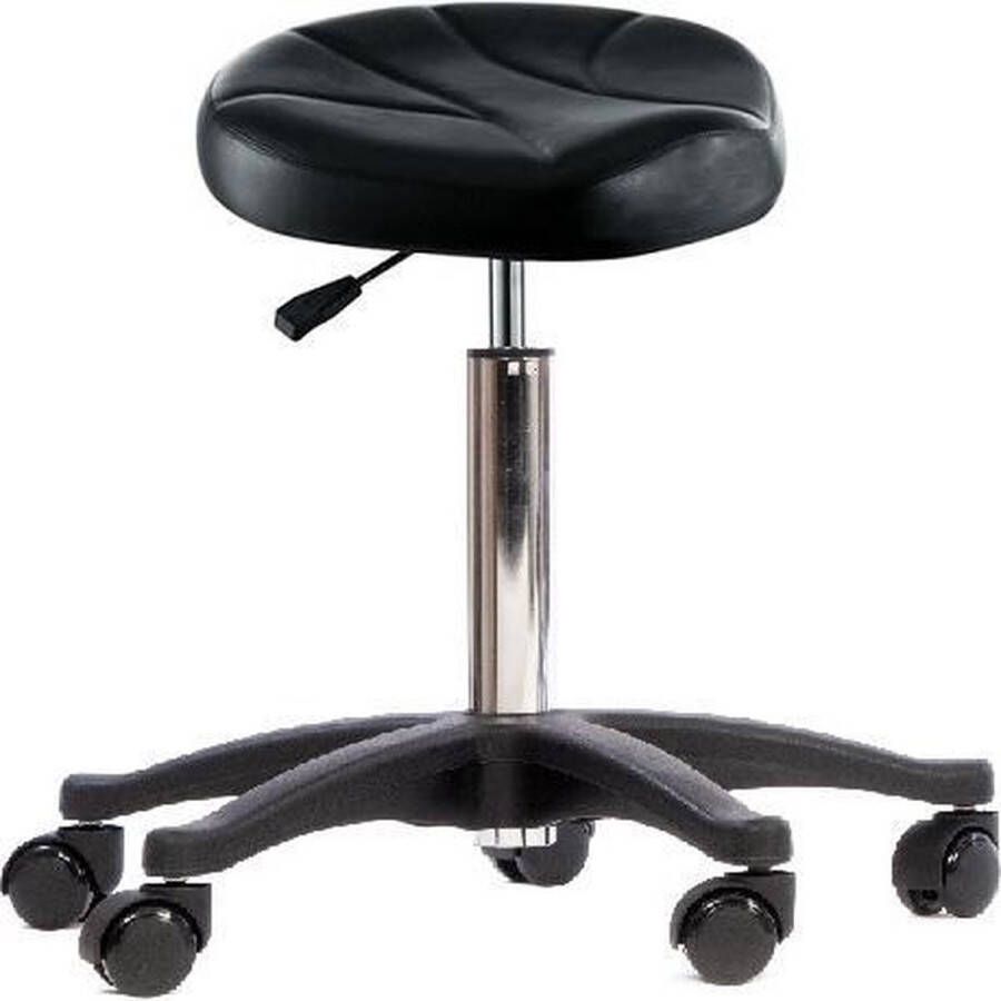 Novicum® Novicum Opus tabouret zwart met LARGE gasveer zadelkruk kappersfiets kapperskruk