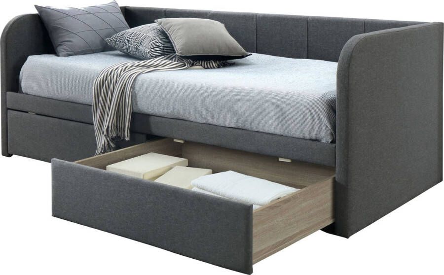 Novio Sita kajuitbed bedbank met 2 laden 90x200cm donkergrijs