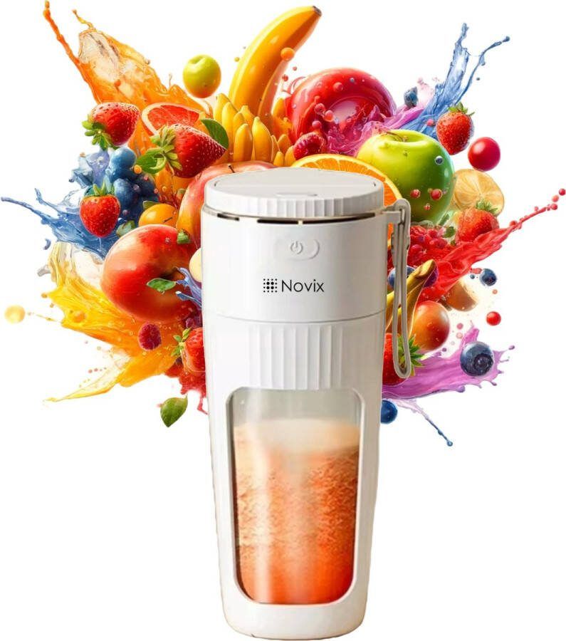 Novix Draagbare Blender – Blender To Go– Portable Blender Smoothie maker Protein Shaker Mini Blender Draadloze Blender Smoothie Maker Blender USB-C Beige