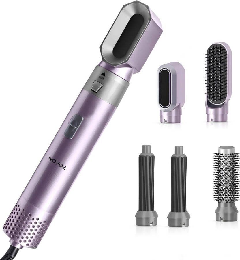 Novoz Krultang 5 in 1 Multistyler Airstyler Multifunctioneel Fohnborstel Paars-Grijs