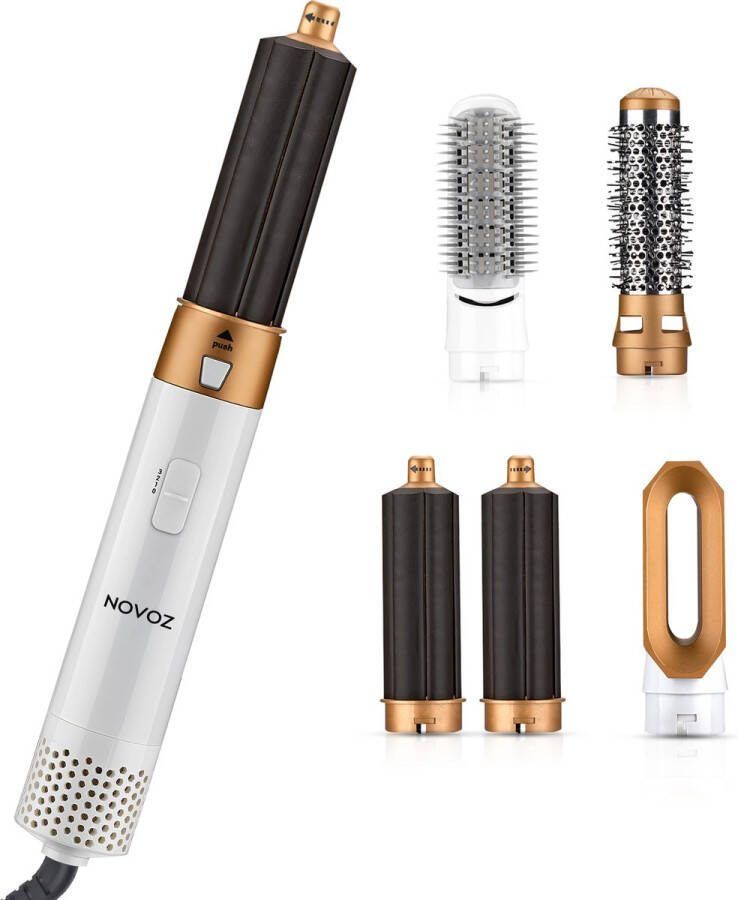 Novoz Krultang 5 in 1 Multistyler Airstyler Multifunctioneel Fohnborstel Wit-Goud