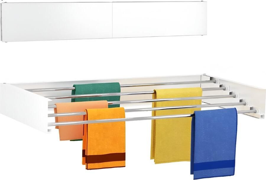 Novoz Wanddroogrek Inklapbaar Droogrek Wasrek 4 M drooglengte 80 CM x 5 Wit