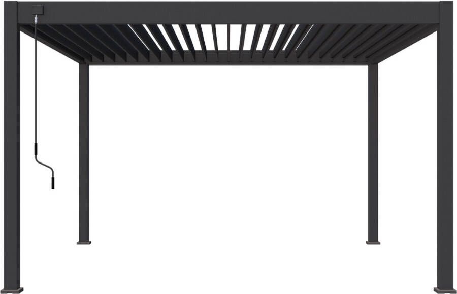 Novum Horizon Terrasoverkapping 400 x 400 cm Antraciet inclusief 1x pull down windscherm 4m (bundeldeal)
