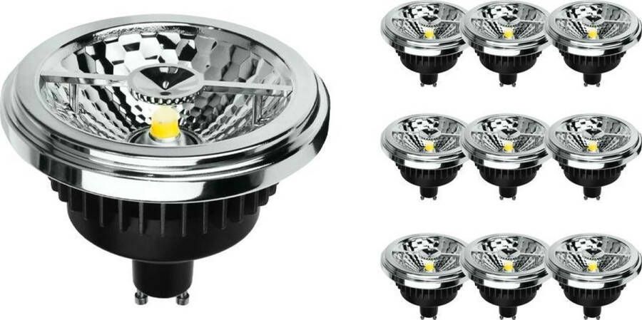 Noxion Voordeelpak 10x Lucent LED Spot GU10 AR111 12W 600lm 40D 927 Zeer Warm Wit Beste Kleurweergave Dimbaar Vervangt 80W