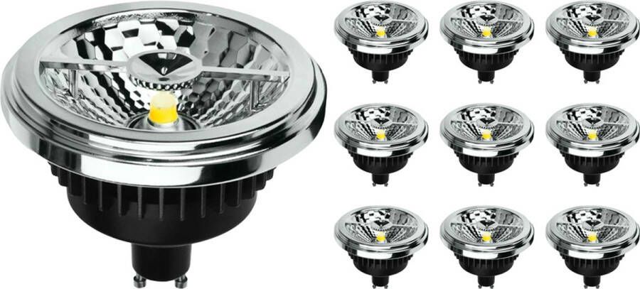 Noxion Voordeelpak 10x Lucent LED Spot GU10 AR111 15W 850lm 40D 930 Warm Wit Beste Kleurweergave Dimbaar Vervangt 100W