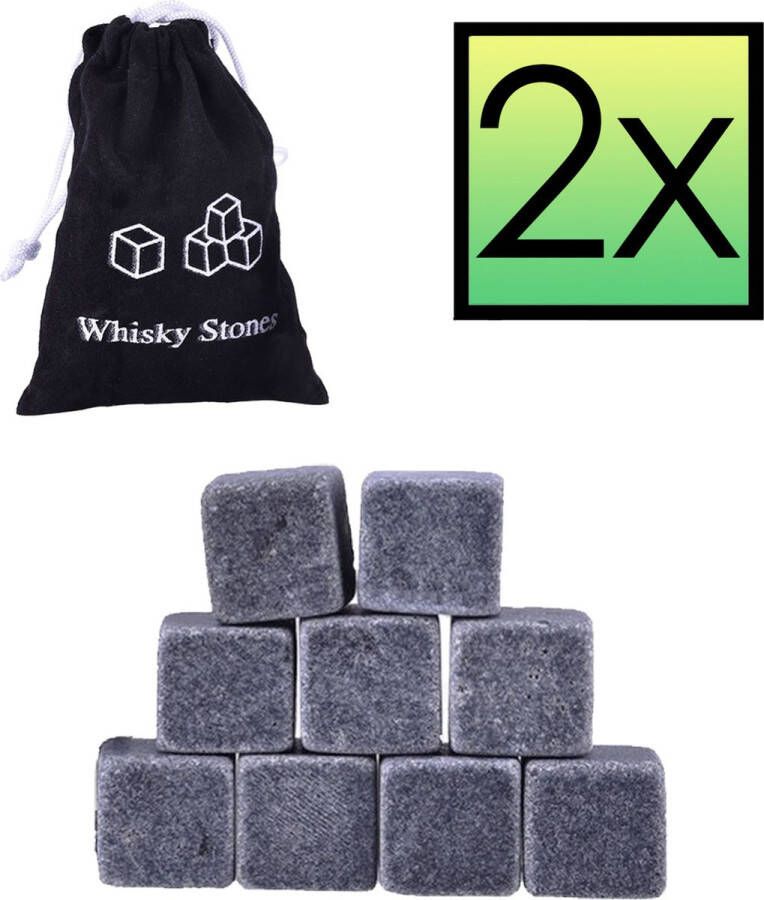 NoXx Whiskey Stones Herbruikbare IJsblokjes Whisky Stenen Herbruikbaar 18 Stuks