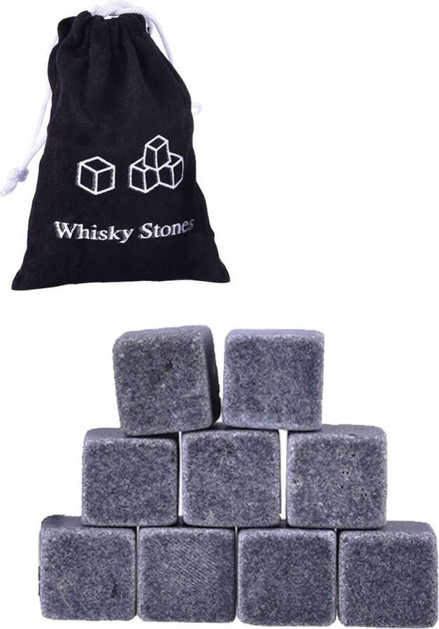 NoXx Whiskey Stones Herbruikbare IJsblokjes Whisky Stenen Herbruikbaar 9 Stuks