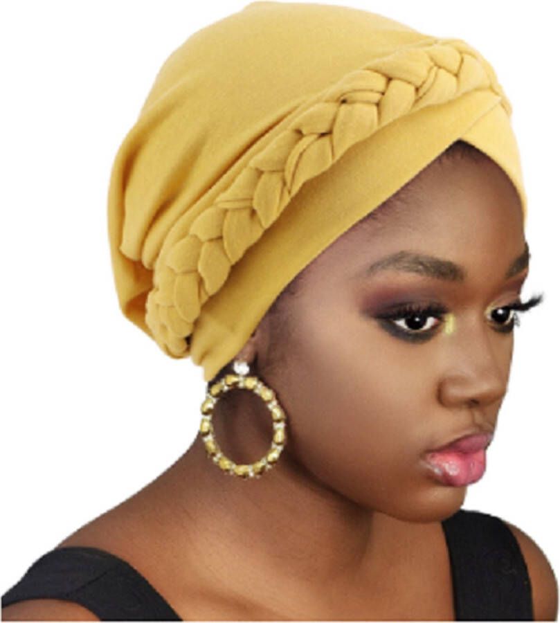 NQB Tulband – Hijab – Head wrap Chemo muts – Haarband – Damesmutsen – Hoofddeksel – Beanie Hoofddoek Muts Okergeel – Slaapmuts Haarverzorging
