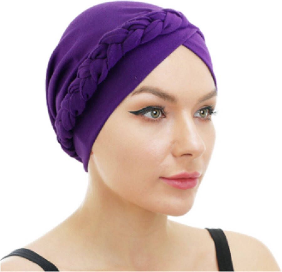 NQB Tulband – Hijab – Head wrap Chemo muts – Haarband – Damesmutsen – Hoofddeksel – Beanie Hoofddoek Muts Paars – Slaapmuts Haarverzorging