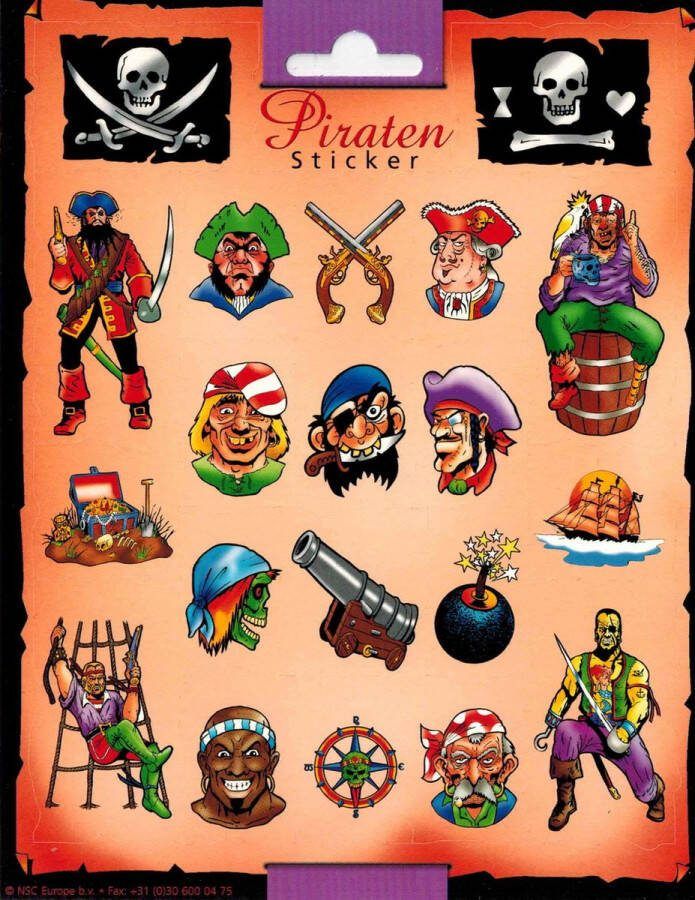 NSC Europe Piraten Stickers Piraat Set van 3 vellen