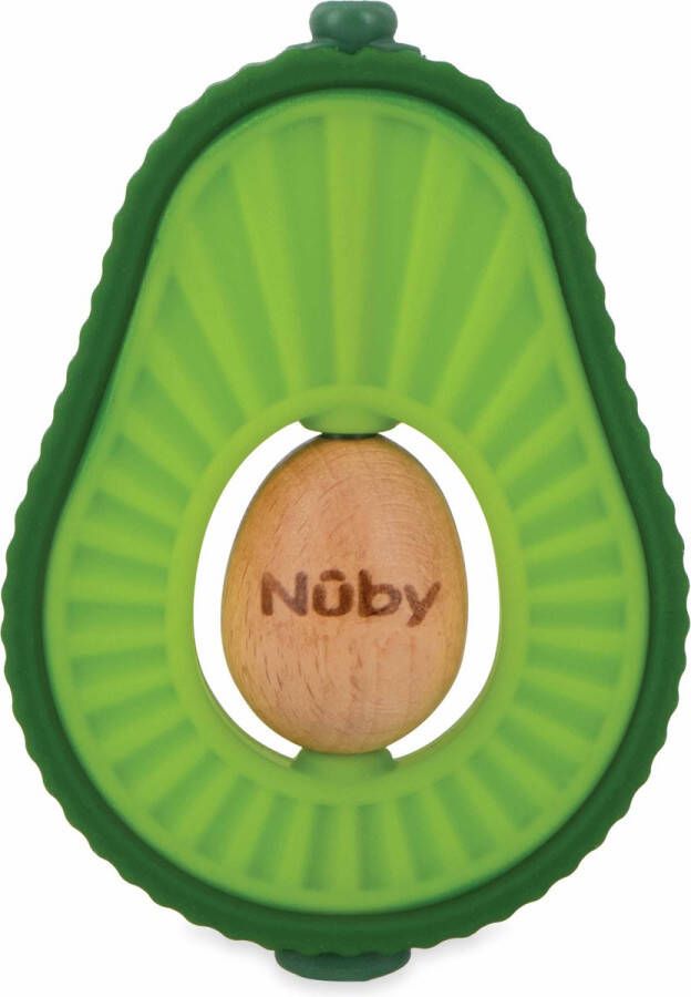 Nûby Nuby Bijtspeeltje Bijtspeelgoed Avocado voor baby Silicone en Hout 6+ maanden