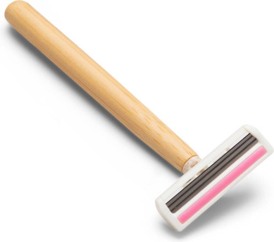 Nukka 3-Blades Bamboe Wegwerpscheermes 4-pack Roze Milieuvriendelijk Vegan Aloë Vera Strip