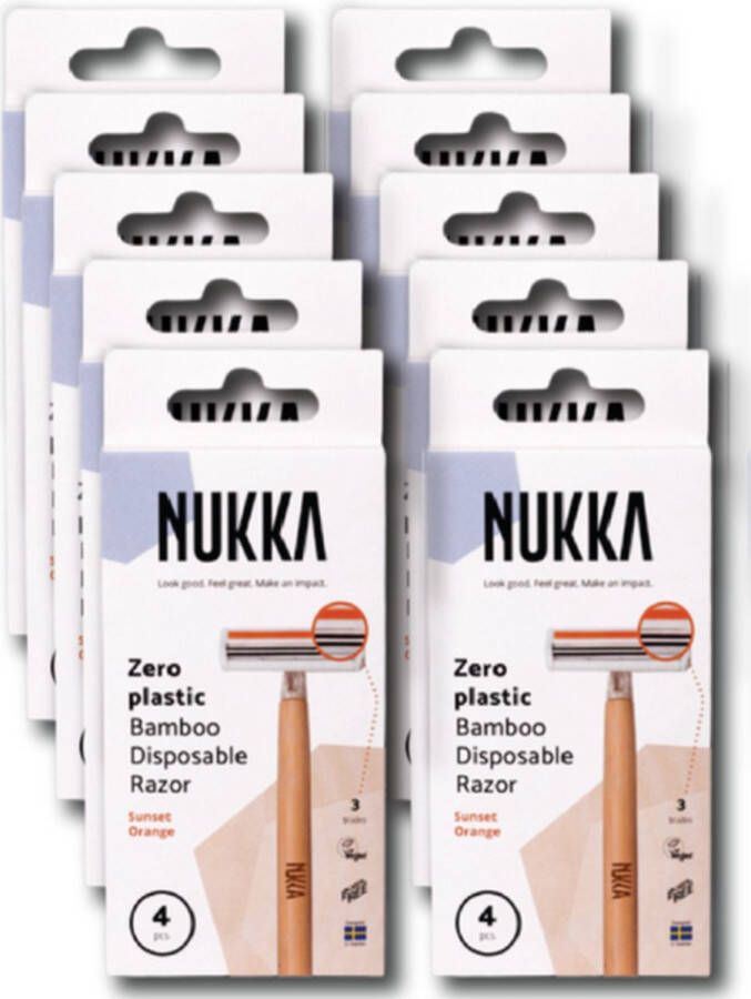 Nukka bamboe scheermes 3 mesjes oranje 4-pack