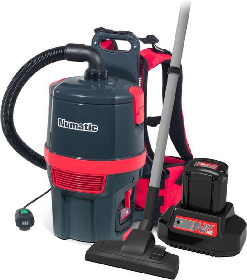 Numatic Draadloze Rugstofzuiger RSB150-NX Rood Inclusief accu en lader