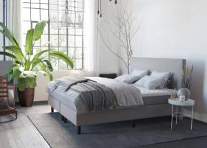 Number one NumberOne® 2 Persoonsboxspring Springcrest 160x210 cm Met Geïntegreerde Topper Zilver Grijs