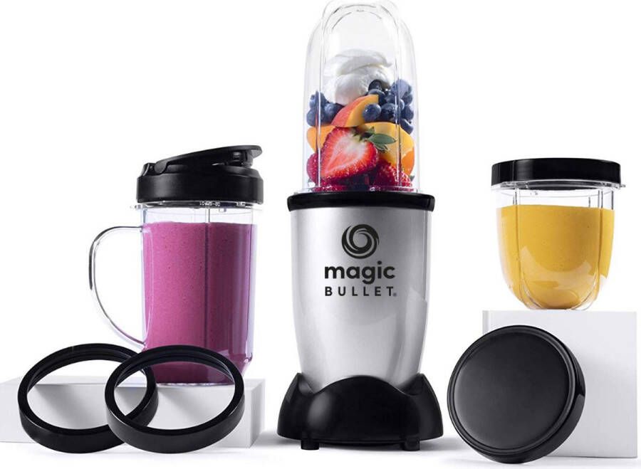 NutriBullet Magic Bullet Original Blender Incl. To Go Bekers met Digitaal Receptenboek Zilver