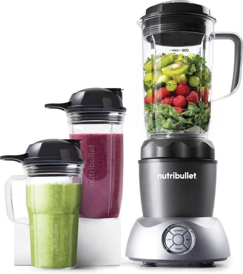 NutriBullet Select 2.0 10-delig 1000 Watt Blender To Go Drinkbekers Warme en Koude Bereidingen Grijs