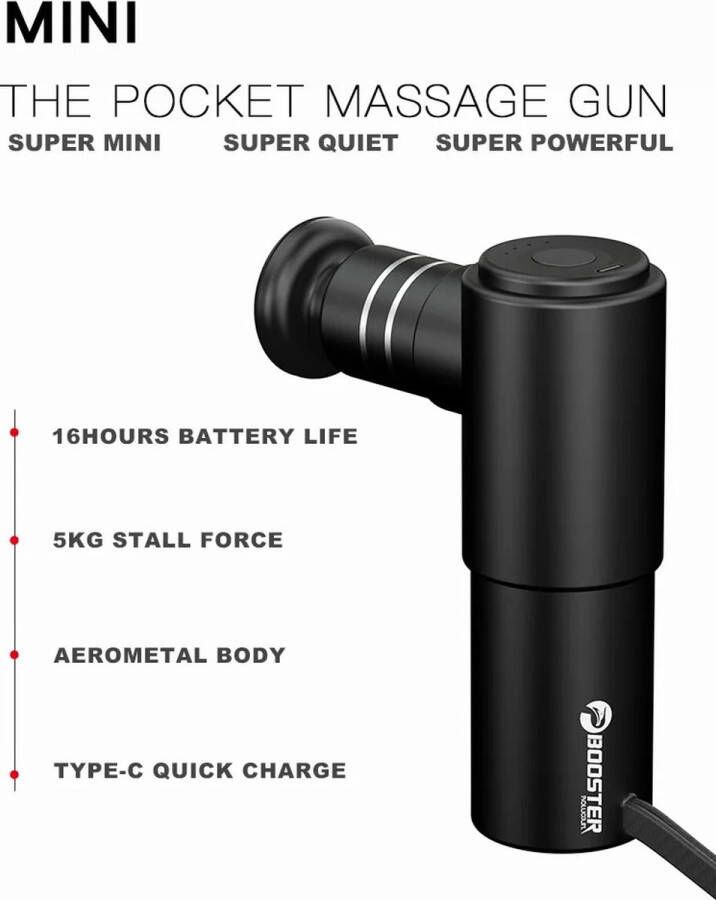 NUUX Fluux mini massage gun massage gun met zak massage apparaat sport en relax massage apparaat zak formaat incl 4 opzet stukken 4 snelheden usb c lader