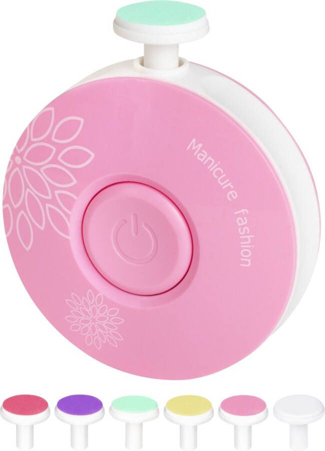 Nuvance Baby Nagelvijl Incl. 6 Vijlen Elektrische Nagelvijl Nagel Polijsten Manicure Set Baby Roze