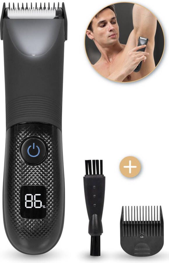 Nuvance Bodygroomer Mannen Inclusief Opzetstuk Body Trimmer Heren Shaver voor Lichaam Baard en Schaamstreek Zwart