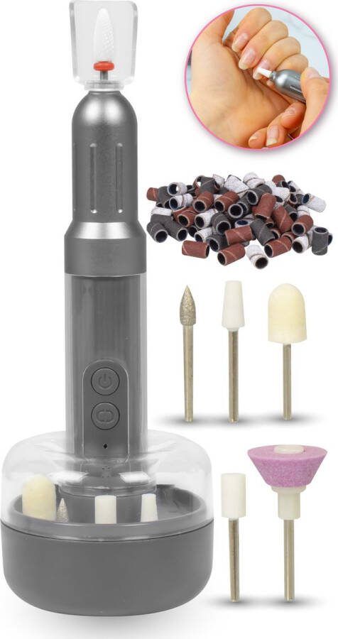 Nuvance Elektrische Nagelvijl 18000RPM Nagelfrees 6 Opzetstukken en 90 Schuurrolletjes Manicure en Pedicure Set Draadloos en USB Oplaadbaar