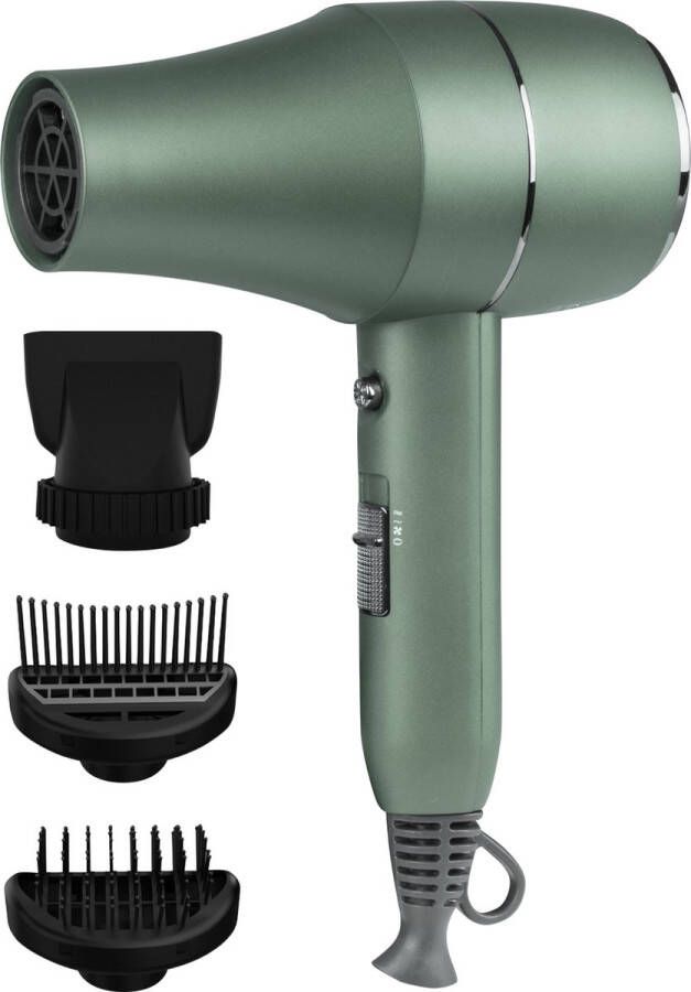 Nuvance Föhn met 3 Opzetstukken 4 Standen Ionische Haardroger Haarföhn voor Krullen Reisföhn Hair Dryer Groen