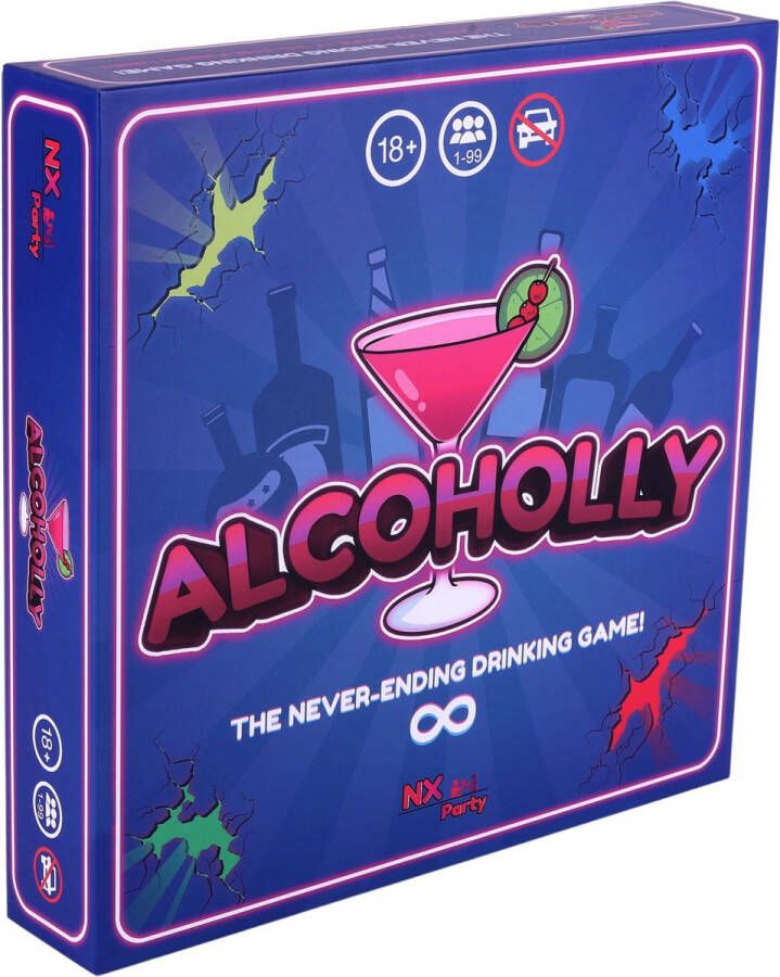 NX Party ALCOHOLLY Drinking game Drinkopoly Engelstalig Boardgames Drankspel Monopoly Gameboard English