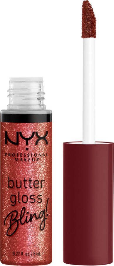 NYX Professional Makeup Butter Gloss Bling Big Spender Niet-plakkende Glanzende Lipgloss Rood 8ML