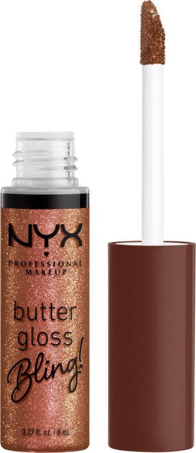 NYX Professional Makeup Butter Gloss Bling Hustla Niet-plakkende Glanzende Lipgloss Bruin 8ML