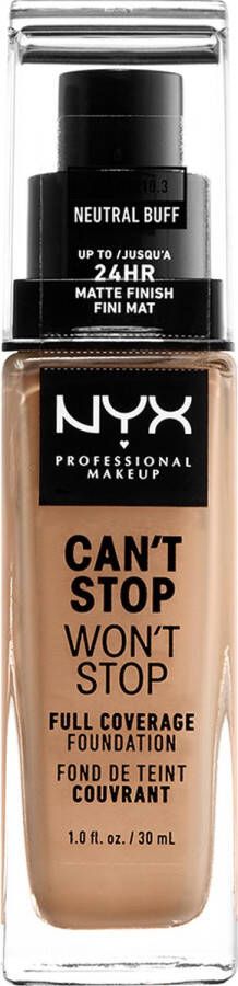 NYX Professional Makeup Can't Stop Won't Stop Full Coverage Foundation CSWSF10.5 Medium Buff Foundation 30 ml