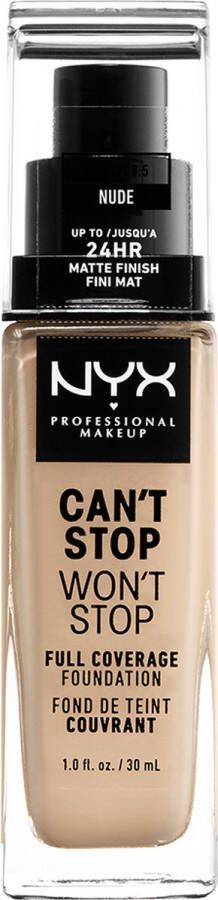 NYX Professional Makeup Can't Stop Won't Stop Full Coverage Foundation Nude CSWSF6.5 Foundation 30 ml