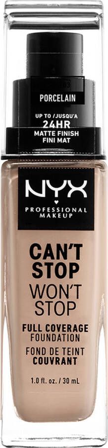NYX Professional Makeup Can't Stop Won't Stop Foundation Porcelain Volledig Dekkende Foundation Zeer Licht