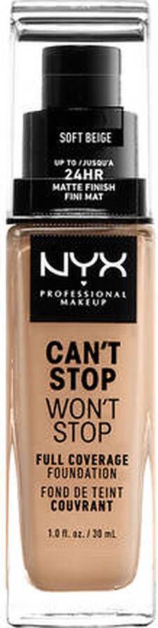 NYX Professional Makeup Can't Stop Won't Stop Foundation Soft Beige Volledig Dekkende Foundation Licht Beige