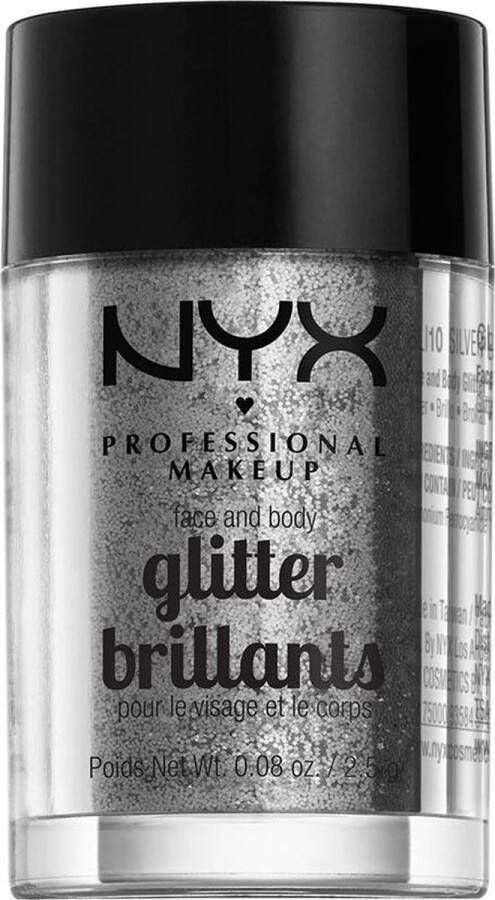 NYX Professional Makeup Face & Body Glitter Silver Glitter 2 5 gr