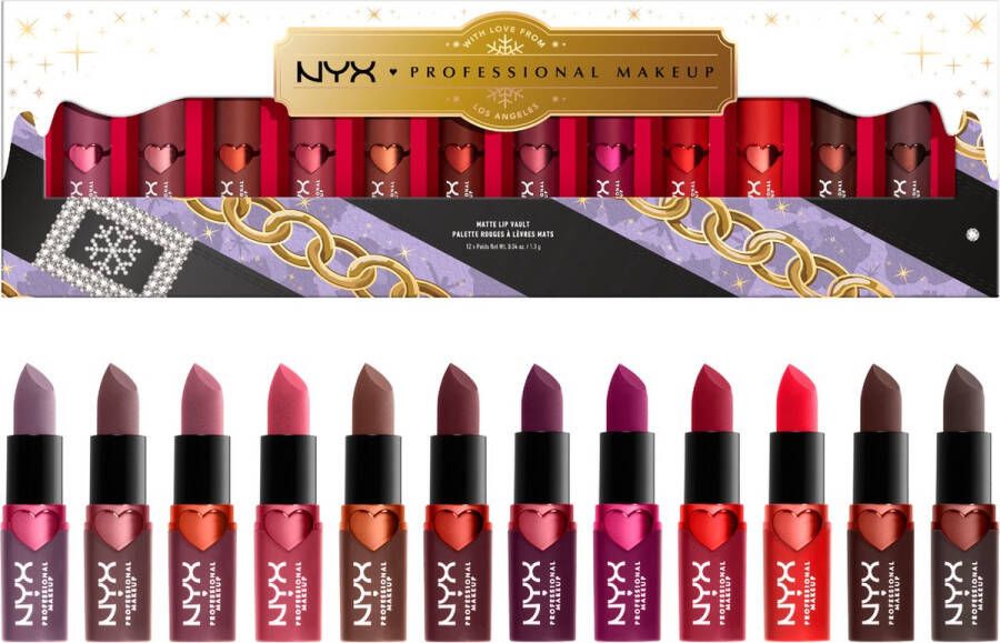 NYX Professional Makeup Holidays 2022 Mrs Claus Lipstick Vault 14 Matte Lipsticks