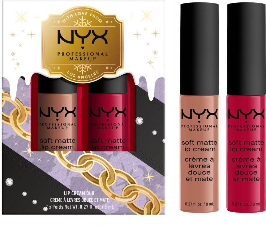 NYX Professional Makeup Holidays 2022 Mrs Claus Soft Matte Lip Cream Duo 01 Rood