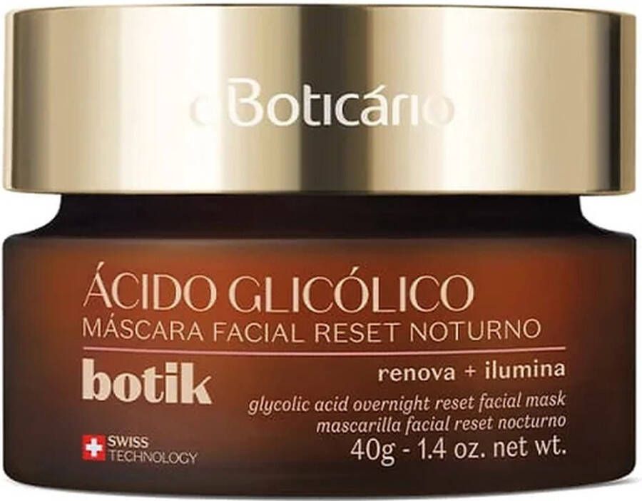 O Boticario Nacht Reset Gezichtsmasker Botik Glycolzuur 40g