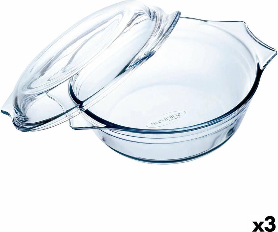 Eurocuisine Ovenschaal Ô Cuisine Met deksel 23 5 x 20 5 x 10 cm Transparant Glas (3 Stuks)