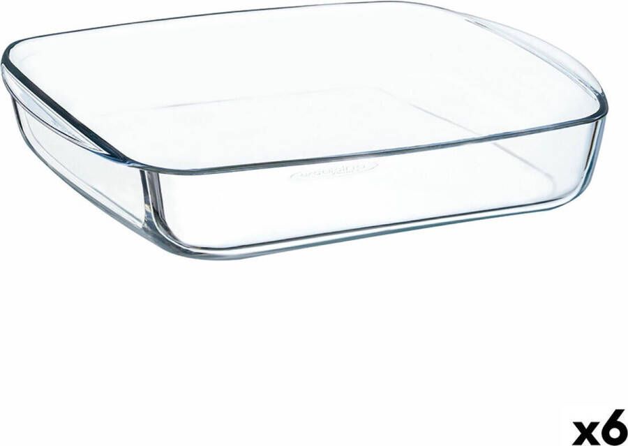 Eurocuisine Serveerschaal Ô Cuisine Vierkant 25 x 22 x 5 cm Transparant Glas (6 Stuks)