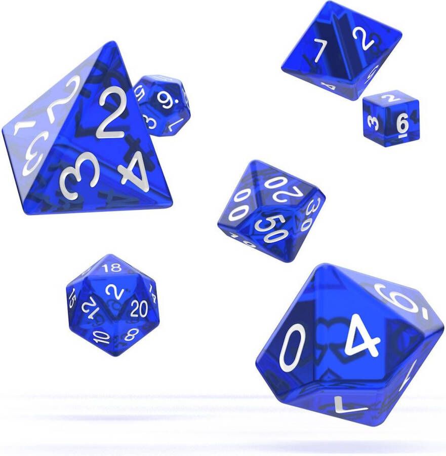 Oakie Doakie Blauw Blue Doorzichtige Translucent RPG Dobbelstenen set (7)