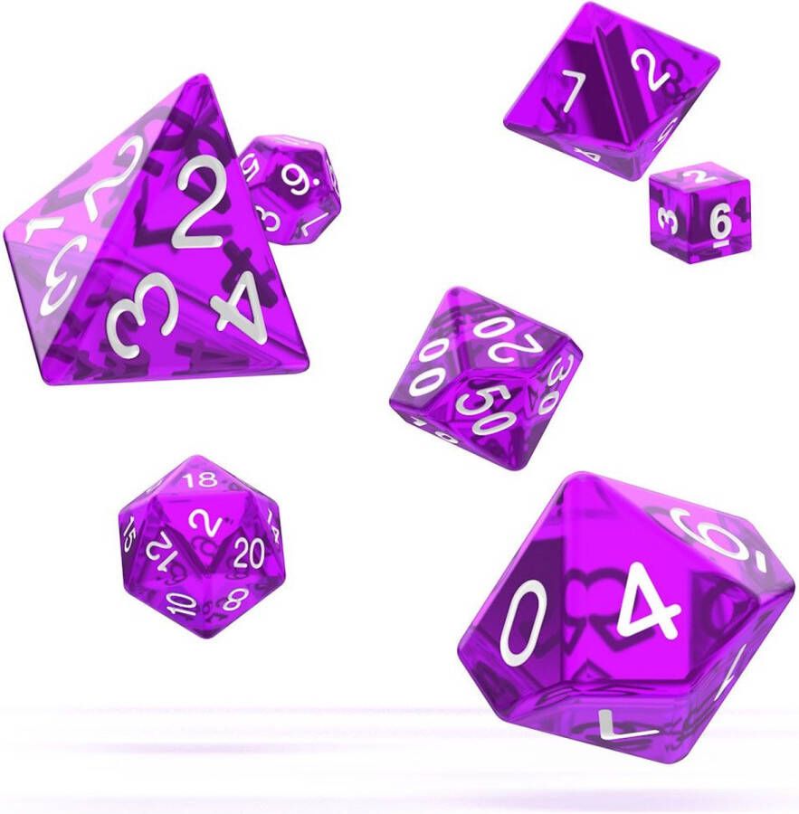 Oakie Doakie Paars Purple Doorzichtige Translucent RPG Dobbelstenen set (7)