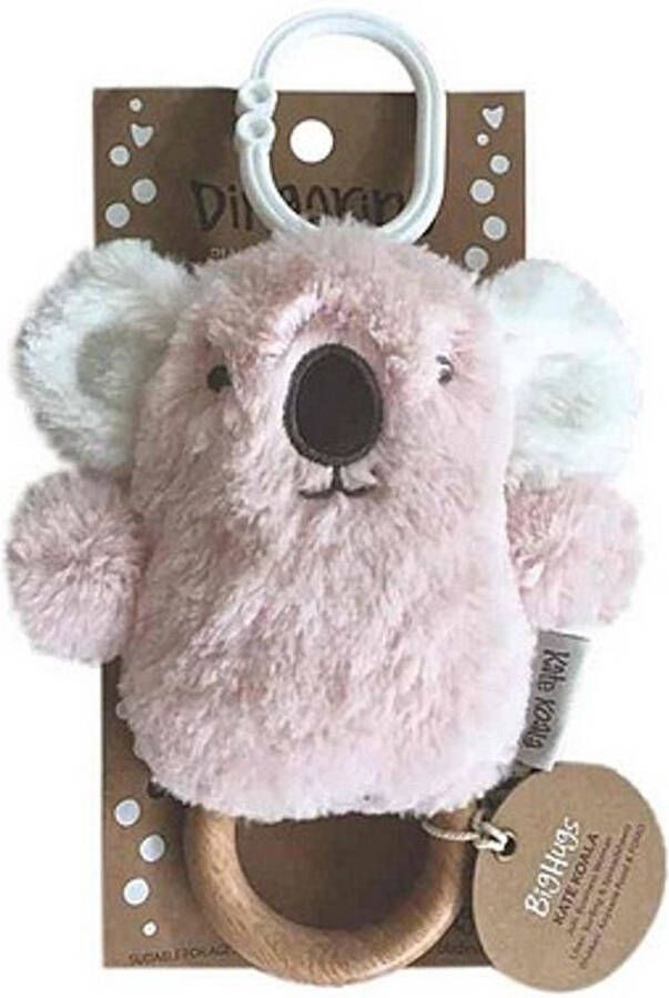 O.B. Designs pluche rammelaar koala Kate op bijtring roze