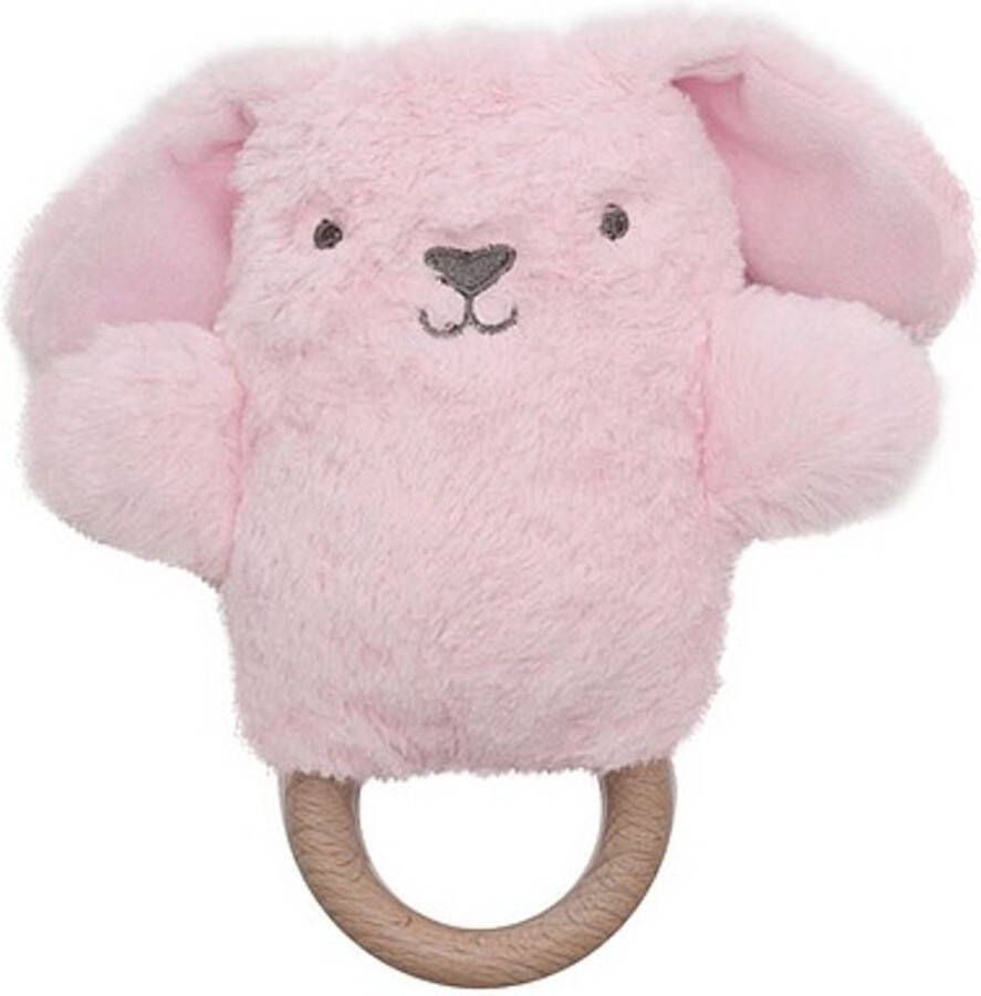 O.B. Designs pluche rammelaar konijn Betsy op bijtring roze