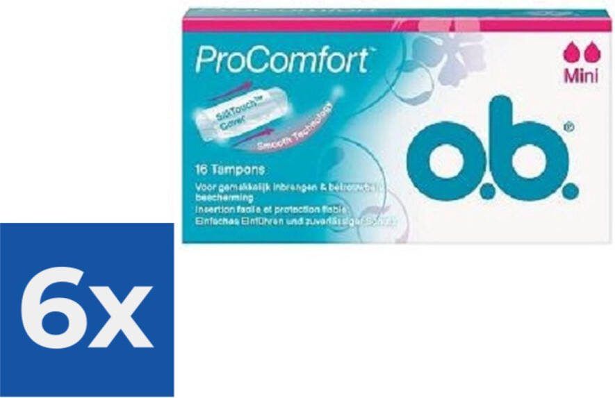 O.b. ProComfort Mini Dynamic Fit Tampons 16 stuks Voordeelverpakking 6 stuks