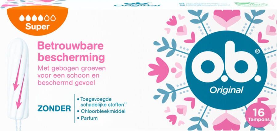 Ob O.B. Tampons Original Super Plus Gebogen Groeven 16 stuks