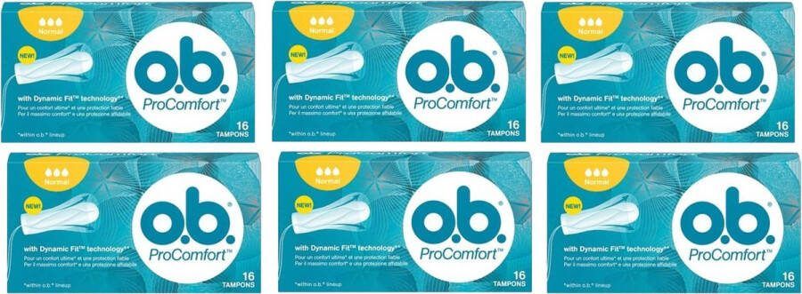 O.b. OB Tampons Pro-Comfort Normaal 6x16st Voordeelverpakking