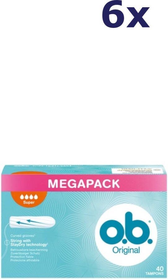 O.b. OB Tampons Super Megaverpakking 5 x 40 Stuks